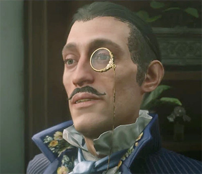 Algernon Wasp wearing his signature monocle