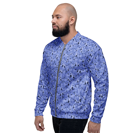 Doge Patterned Bomber Jacket in Blue