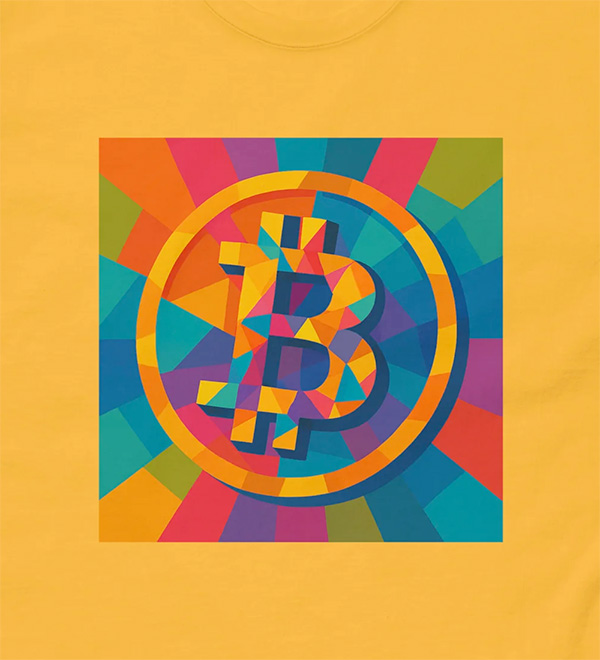A beautiful WPAP inspired Bitcoin design on a t-shirt