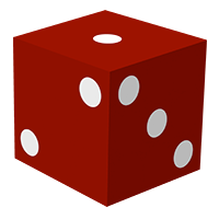 A die with 1 on top, 2 on the left, and 3 on the right